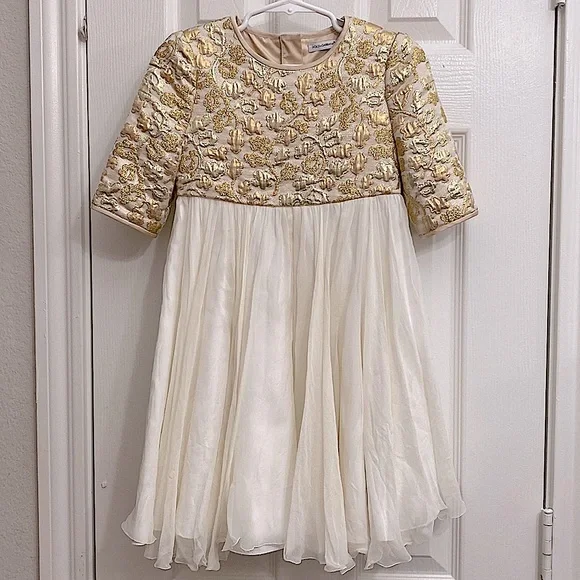 dolce and gabbana gold sequin dress Araminta Sequined Gown with Floral Details - Gold 10 main image 0